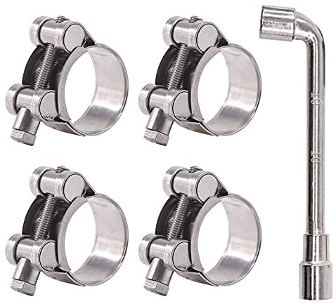 Glarks 4Pcs 32-35mm T-Bolt Hose Clamps 304 Stainless Steel Heavy Duty Ear Clamp Tube Clamp Adjustable Pipe Clamps for 1.26''-1.4'' Dia Range Hose (32-35MM)