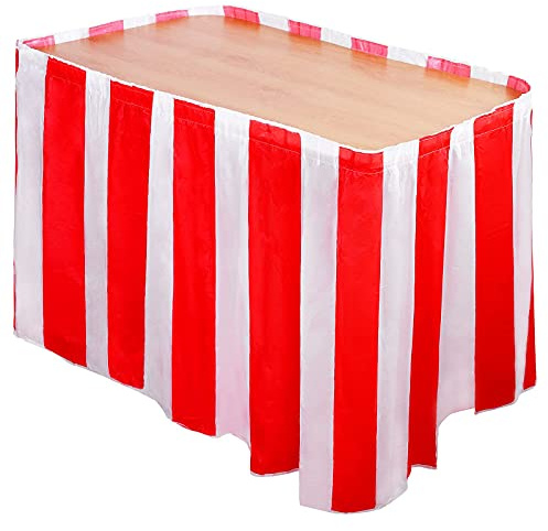 Elcoho Karneval Zirkus Tischrock Karneval Mottoparty Dekorationen rot weiß gestreift Tischrock für Geburtstagsparty Supplies