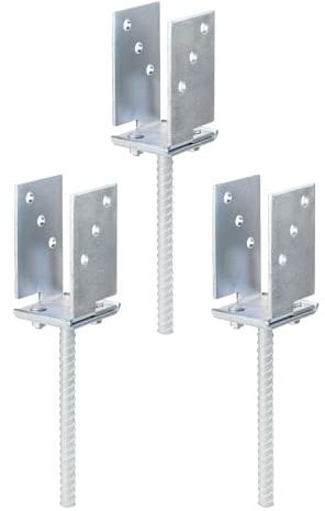Alberts 215118 U-Pfostenträger | breitenverstellbar und zum Einbetonieren | galvanisch verzinkt, dickschichtpassiviert | Breite 71 - 131 mm | Betonanker 200 mm | 3er Set