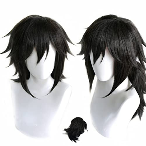 Liamiona Cosplay Perücke Schwarz Kurzes Hitzebeständiges Haar Halloween Party Kostüme Perücke + Perückenkappe