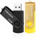 ENUODA USB Stick 32GB 2 Stück Speicherstick Rotate Metall Mehrfarbig High Speed USB 2.0 Flash Drive Pack (Schwarzes Gold)