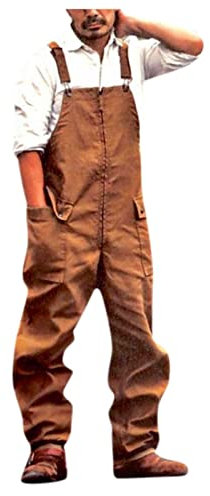 Arbeitshose Classic Lange Latzhose mit Multifunktionstaschen Berufsbekleidung für Handwerker KFZ Gärtner Mechaniker Maurer Dachdecker Schreiner Elektriker und viele andere (Braun, L)