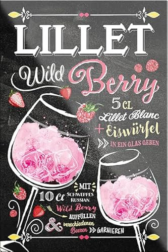 schilderkreis24 – Cocktail Rezept Magnet Alkohol Spirituosen Deko Kühlschrankmagnet Humor Geschenkidee Geburtstag Weihnachten 9x6 cm (Lillet Wild Berry)