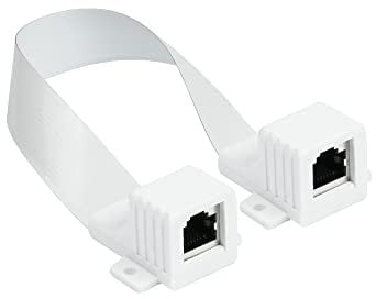 Good Connections RJ45 Ethernet LAN Tür-/Fensterdurchführung, extrem flach - beidseitig RJ45-Buchse - Gesamtlänge inkl. Stecker Länge: 25-27 cm, Flexible Länge 18 cm - weiß