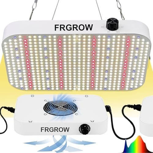 FRGROW 65 Watt LED Pflanzenlampe Dimmbar, 6000 Lumen LED Grow Lampe Vollspektrum mit Daisy Chain Funktion, 576 PSC LEDs Grow Light Perfekt für 60x60CM Growzelt Pflanzenwachstum
