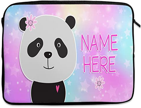 Personalised Panda Tablet Sleeve Laptop Case Girls iPad Zip Pouch Protective Carry Travel Bag Pretty Birthday Gift KKM21 (Small 7 - 10)