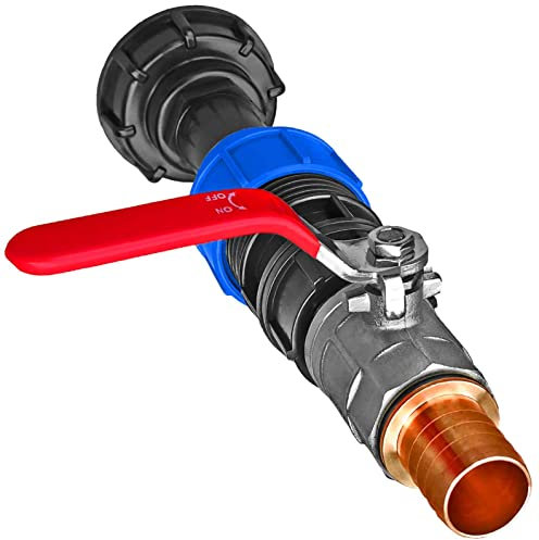 IBC Adapter S60 Verlängerung mit 1 Zoll Kugelhahn und 28mm Schlauchtülle