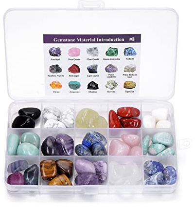 CrystalTears Assorted Stones Crystals Bulk Tumbled Polished Stone Chips Natural Chakra Quartz Crystal Gemstones for Reiki Meditation Therapy Beginners Home Decor