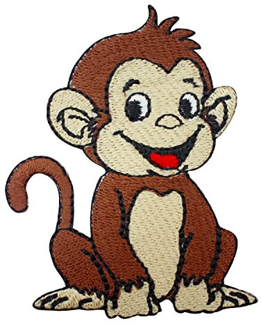 Aufnäher mit niedlichem Affe, Tiermotiv, Affe, Cartoon-Aufnäher, Kinderreime, bestickt, zum Aufbügeln oder Aufnähen, Abzeichen für Kleidung usw. 8 x 5 cm