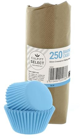 Culpitt Select Blue Baking Cases, Greaseproof Paper Baking Cups, 50mm Cupcake Cases - Extra Large Pack of 250