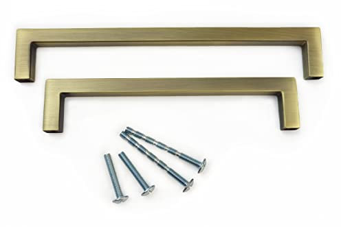 French Furniture Fittings Matt Antique Brass Finish Kitchen Cabinet D Pull Handles - Set of 6 Cupboard Drawer Bow boss Handles Available in 128mm or 160mm (160mm Between fixings)