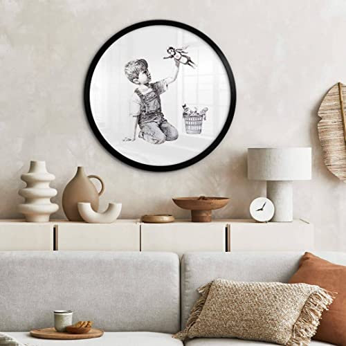 Graffiti Wandbild Banksy Real Hero Poster Rund Straßenkunst Punk Deko Wohnzimmer Bilder modern
