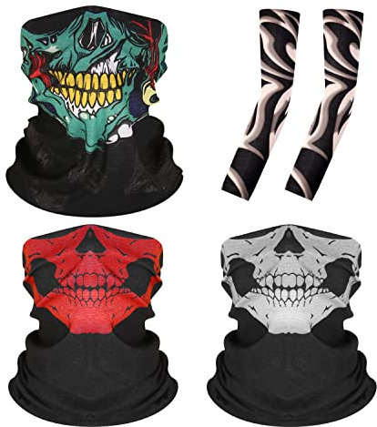 LSYYSL 3pcs Windproof Bandana, 2 Onlysleeve Cover, Breathable Neck Mask, Seamless Skull Mask Sports Mask Windproof Motorcycle Mask Unisex