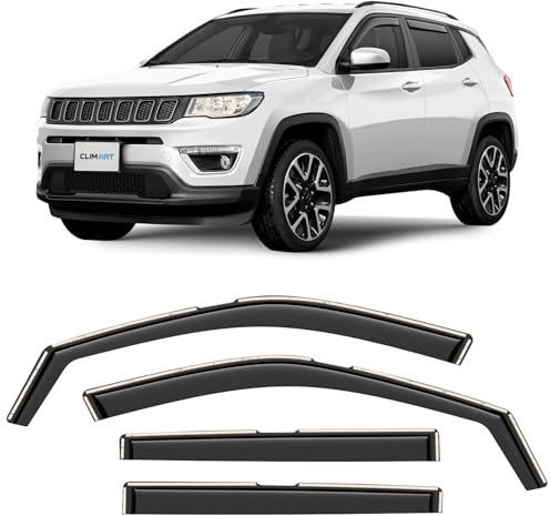 CLIM ART Windabweiser für/kompatible mit Jeep Compass 2016-2025 - Integrierte Regenabweiser - Autofenster Sonnen-&Regenschutz - Windabweiser Autofenster - Einfache Montage - Garantie 4 Set D