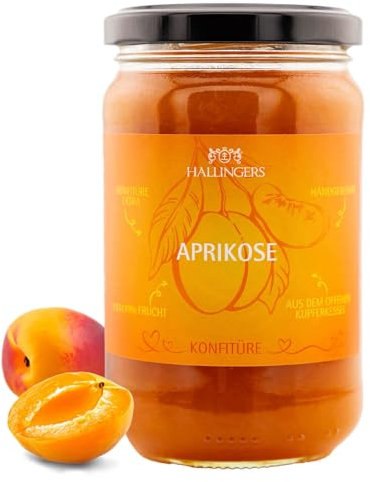 Hallingers Aprikose - Handgerührte Konfitüre aus dem Kupferkessel (Glas) - Geschenk im Sommer & als perfektes Grillgeschenk | Genesung Ruhestand Freundschaft