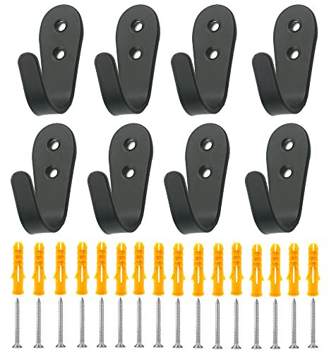 ZAHD 8 Stück Garderobenhaken Edelstahl Gebürstet Kleiderhaken Schwarz Matt Wandhaken Haken Mantelhaken Kleiderhaken Edelstahl Garderobenhaken, Türhaken, hängende Kleidung, Schals, Taschen, Schlüssel
