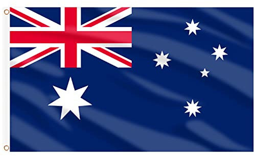 AhfuLife Bandera de Australia 90cm x 150cm, 2 Piezas Bandera Australiana con Agujeros de Latón en Ambos Lados, Decoración de 2025 Día Nacional Mancomunidad Copa Del Mundo De Rugby Barra Fiesta