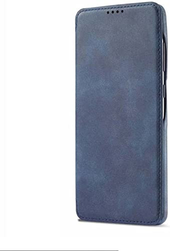 INFRI Für Apple iPhone SE 2022 (3. Generation) 4,7 Zoll Holster Case, echtes Leder, stoßfest, kratzfest, Flip Phone Cover mit Kartenschlitz (Farbe: Blau)