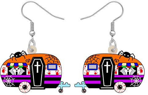 NEWEI Acryl Neuheit Käfer Auto Ohrringe Hängend Wohnmobil baumeln für Frauen Mode Autozubehör Schmuck Charm Geschenk (Halloween Wohnmobil)