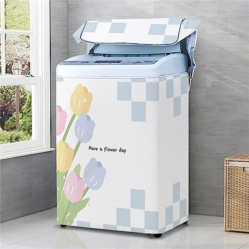 Odot Washing Machine Cover Top Load Waterproof Dustproof Washer Machine Dryer Protector Sunscreen Washer Dryer Cover for Most Top Load Washer Dryer (XL Capacity 8.5-12kg,Yellow tulip)