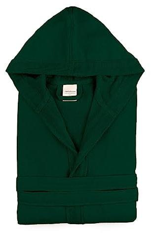 Morbidissimi Accappatoio Monoterry Cotone e Spugna per Uomo e Donna, Con Cappuccio, Cinturino e 2 Tasche, Morbido 230 gr/mq, Accappatoi J534(Accapatoio Verde Bosco, Large)