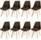 JIJIAN 8er Set Esszimmerstühle aus Wildleder mit Kissen und Holzbeinen Küchenstühle, Moderner Nordic Stil für Esszimmer, Küche und Wohnzimmer
