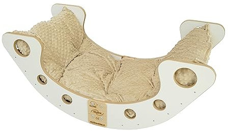Skyline Kletterbogen mit Kissen Baby Kleinkind Kinder ab 1 Jahr Indoor Klettern Montessori Klettergerüst Holz Wippe Balancewippe Kletterdreieck Kletterwippe Holzwippe Kletterling Holzbogen L Beige
