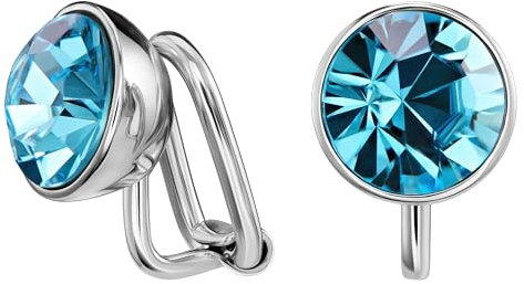 Traveller Ohrclip - Solitair - Kristall hellblau - platinert - 157511