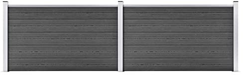 Homgoday Gartenzaun WPC Aluminium Stahl Schwarz 353x105cm Sicherheitsabgrenzung Model3070447
