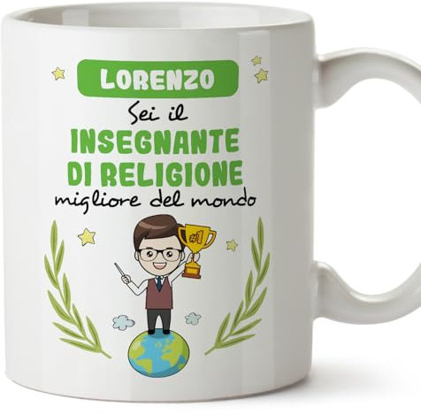 Mugffins Tazza Personalizzata in ceramica per INSEGNANTE DI RELIGIONE uomo 11 oz / 350 ml - In italiano - Sei migliore del mondo - Idea regalo per compleanno, anniversario, natale, laurea