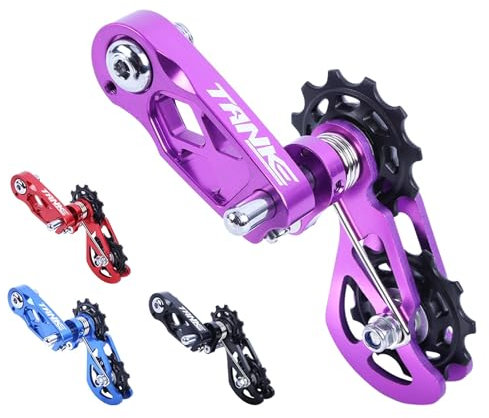 JFOYH Single Speed Kettenspanner mit Mehrsegment-Spannungseinstellung und Doppelfederkettenführung, ultraglatter Mountainbike-Kettenspanner - geräuschlose Leistung, einfache Installation