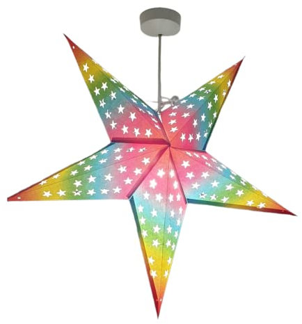 YEPSIO Pantalla de lámpara de papel con forma de estrella de papel, pantalla grande de 60 cm, decoración colgante de estrella para Navidad, boda, decoración del hogar, fiesta de cumpleaños, estrellas