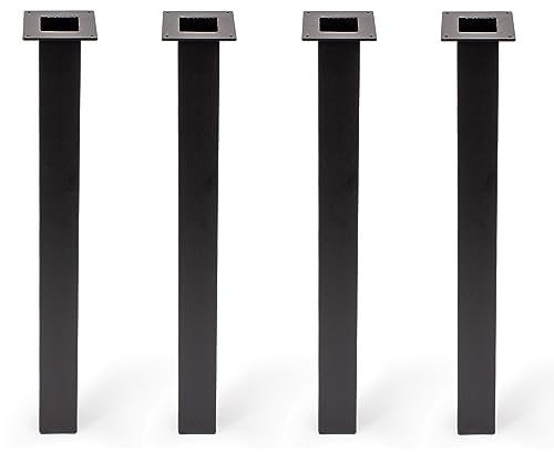 STABLEDESK Tischbeine Metall Schwarz - Tischfüße - Möbelfüße - Möbelbeine - 72cm Höhe, 50×50mm Profil - 4 Stück