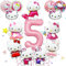 Geburtstag Luftballons Mädchen, 14 Stück Luftballon Geburtstag Kit, Folienballon Katze Weiß Rosa, Thema Party Ballon Dekoration, Folienballon Deko für Kinder, Kindergeburtstag Party Dekoration (5)