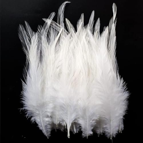 Koboko Federn zum Basteln, Federn Weiß, 8-15cm Schwarz Deko Federn, Natürliche Bastelfedern für DIY Anhänger Ohrringe Traumfänger, für DIY Basteln Dekoration Ostern Weihnachten Dekofigur