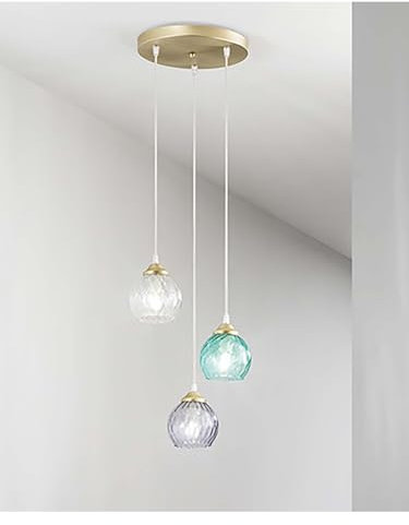 Generico Lámpara colgante de latón y cristal de murano con 3 luces DP300 para dormitorio, salón, comedor.