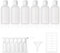 Lot de 6 flacon voyage 60ml, bouteilles vide de voyage à remplir avec petit entonnoir et étiquettes, contenant en plastique transparent, accessoire voyage avion kit pour shampooing, gel douche, lotion