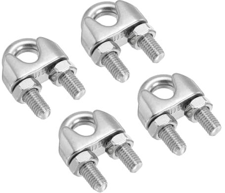 PATIKIL 3/8 / 10mm Wire Rope Cable Clip Clamp, 4Pcs M10 304 Stainless Steel U Bolt Saddle Fastener for Rigging Railing, Silver Tone