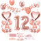 Luftballon 12. Geburtstag Roségold, Geburtstagsdeko 12 Jahr, Ballon 12. Geburtstag, Riesen Folienballon Zahl 12, Happy Birthday Folienballon 12, Ballon 12 Deko zum Geburtstag Frauen
