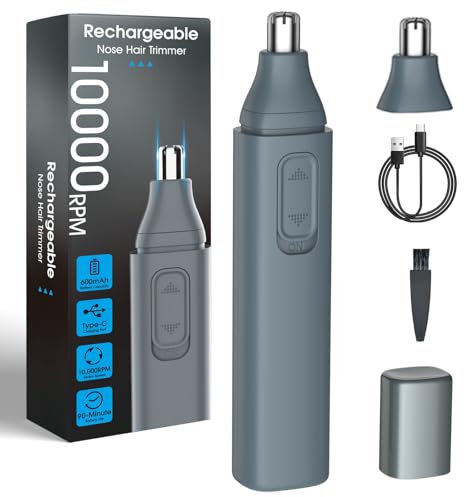 JISHO Nasenhaartrimmer Herren Nasenhaarschneider Ohrhaarschneider für Männer und Frauen, Doppelseitigen Edelstahlklingen, USB Type C aufladbar für einfache Reinigung, Reisefreundlich, 1 Ersatzkopf