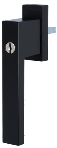 MS Beschläge Design Fenstergriff exklusives Design 45° Rasterung Fensterbeschlag eckig Dreh- Kipp Fensterolive Aluminium Schwarz (pulverbeschichtet, Schlüssel)