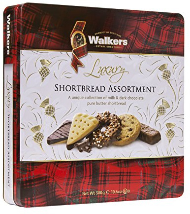 Walker's Shortbread Assortment Luxury Milk & Dark Chocolate Biscuits Tin – Traditional Pure Butter Scottish Recipe, 300g (Pack of 6)