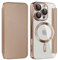Flip Case for iPhone 16 Pro Clear Cover Support MagSafe |RFID Blocking| Wallet Purse Shockproof Leather Stand Cover Individual Protection for Each Lens Phone Skin for iPhone 16 Pro Desert Gold