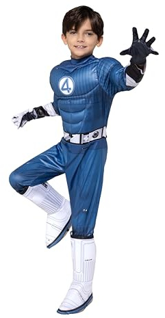MARVEL Mr. Fantastic Official Youth Halloween Costume - Premium Quality Padded Jumpsuit with Boot Tops and Gloves (S)