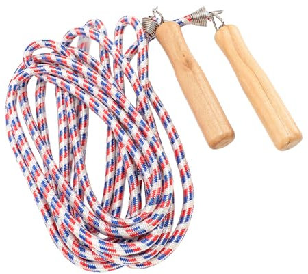Longue Corde à Sauter Groupe Grande Corde Jeu de Jeu Divertissement en Bois Corde à Sauter Polyester, Bois de Hêtre pour les étudiants, Cordes à Sauter (5m)