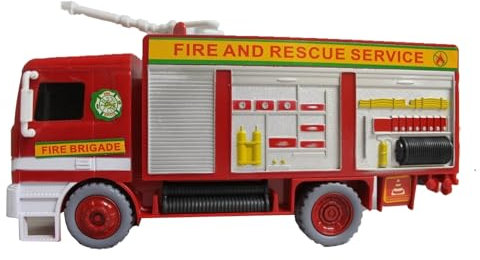 DIOXSTAR Electric Fire Truck with Bubble Water, Sound & Music, Great Fun, Battery Operated, Fun Toy for Kids, Bump-N-Go Action, Safe & Durable, For Kids 3+ Years
