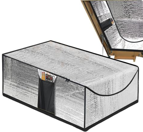 Dachluke Isolierung Dachboden Treppen Isolierabdeckung, 138x65x38cm Dachbodentreppen Isolierung Abdeckung Wärmedämmung Iuftpolster, Aluminiumfolie Feuerfest Wasserdicht