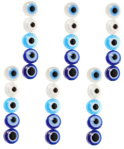 KALLORY DIY Handmade Bead Set 60pcs Evil Eye Charms Flat Round Evil Eye Beads Making