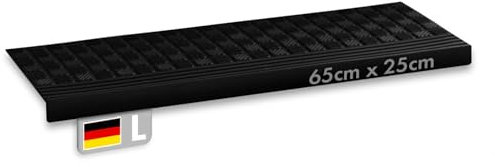 KARAT Stufenmatten aus Gummi - 5er Set - wetterfeste & Rutschhemmende Treppenstufen Matten - Gummistufenmatte für Außen - Treppenauflage - Antirutschmatte Diamond (25x65cm)