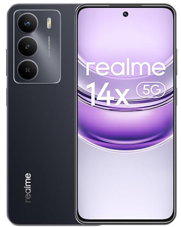 realme 14X 5G Teléfono Inteligente 8+256 GB, 5G Dimensity 6300, Pantalla de 120 Hz, Resistencia a Impactos de Nivel Militar, Cámara con IA de 50 MP, Gran batería de 5000 mAh, Negro T